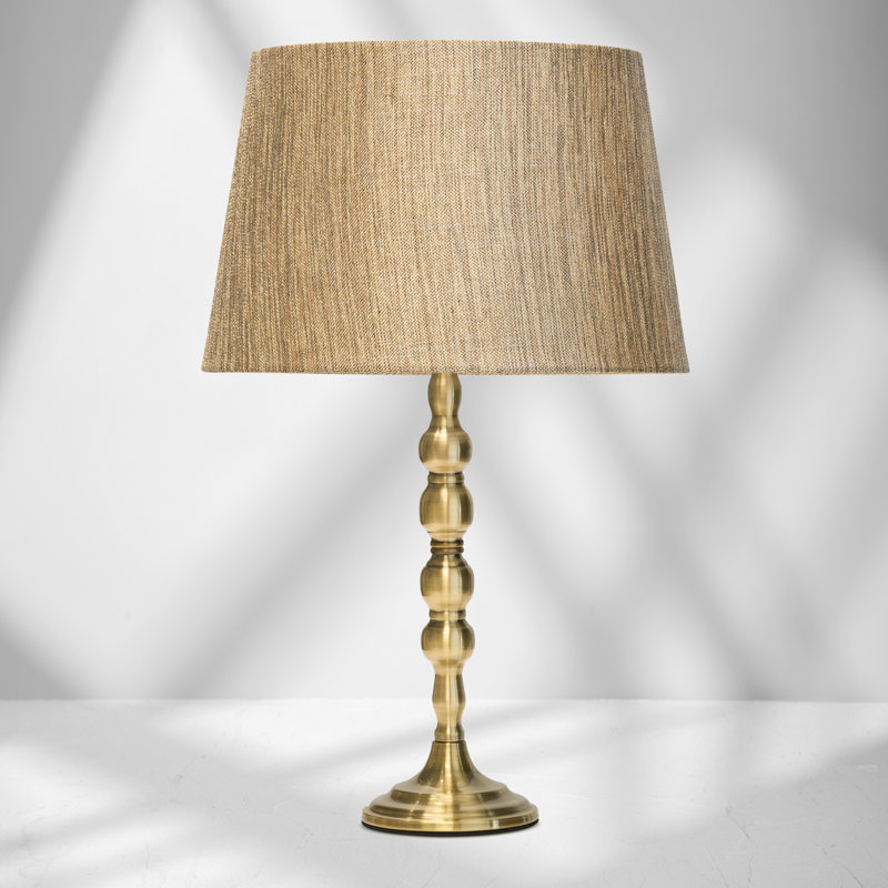 Waukena 50cm Table Lamp, Beige/Brown/Gold, Gold, 50cm H x 30cm W x 30cm D
