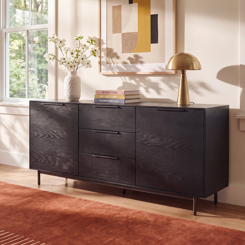 Ellis Fully Assembled Sideboard with Dovetail Drawers, Black