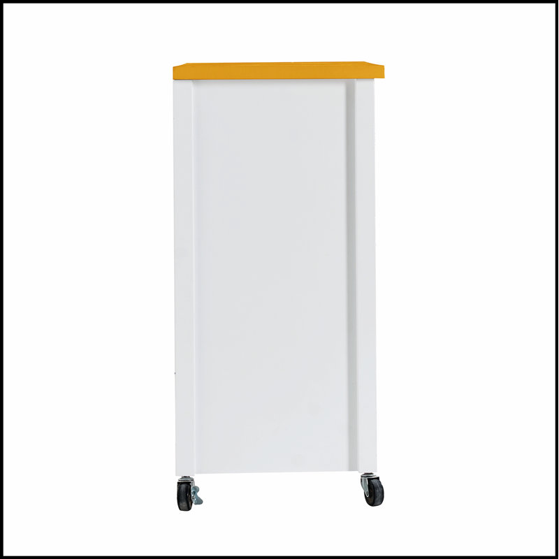 Versatile White Kitchen Island Cart with Walnut Wood Top, Rolling Storage Cabinet on Wheels, and Multiple Drawers