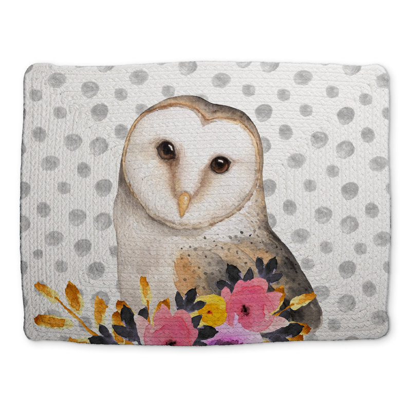 Beautiful Owl Gray Animal Placemat | Braided Polyester Decor