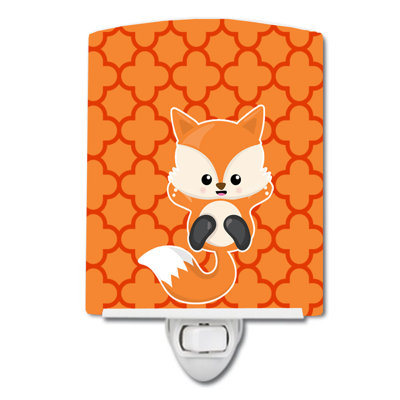 Baby Fox Quatrefoil Ceramic Night Light