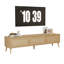 Support pour téléviseur de 70 à 79 pouces, design, moderne, pieds en bois massif, console média, accents, centre