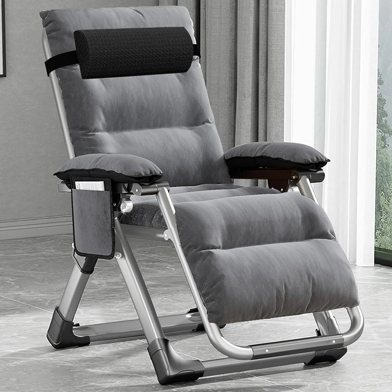 Fauteuil de camping inclinable surdimensionné rembourré, Gris