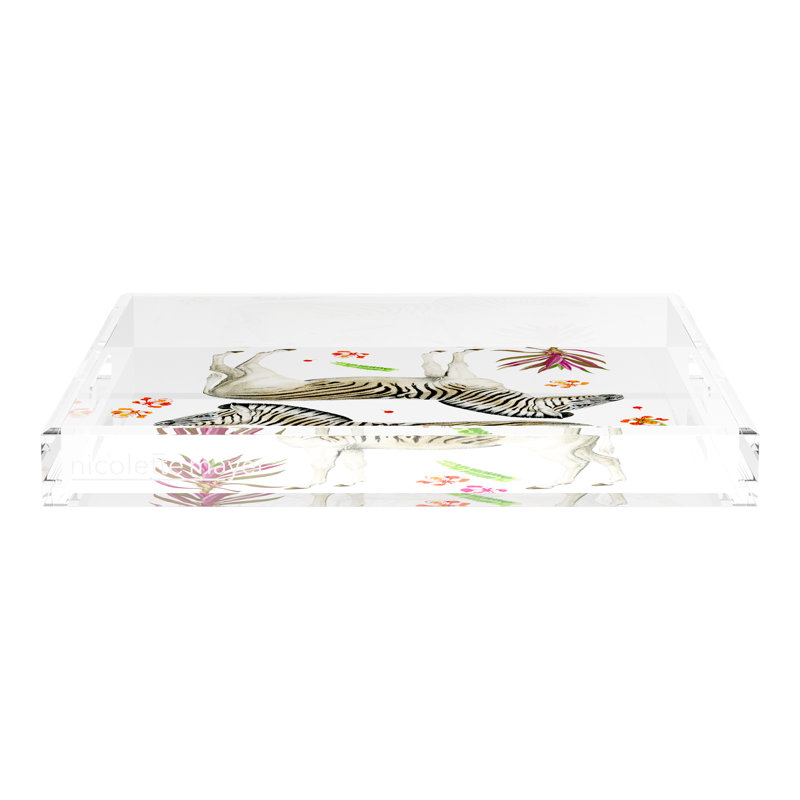 Zebra Seeing Double Acrylic Square Decorative Tray, 18"W x 18"D x 2"H