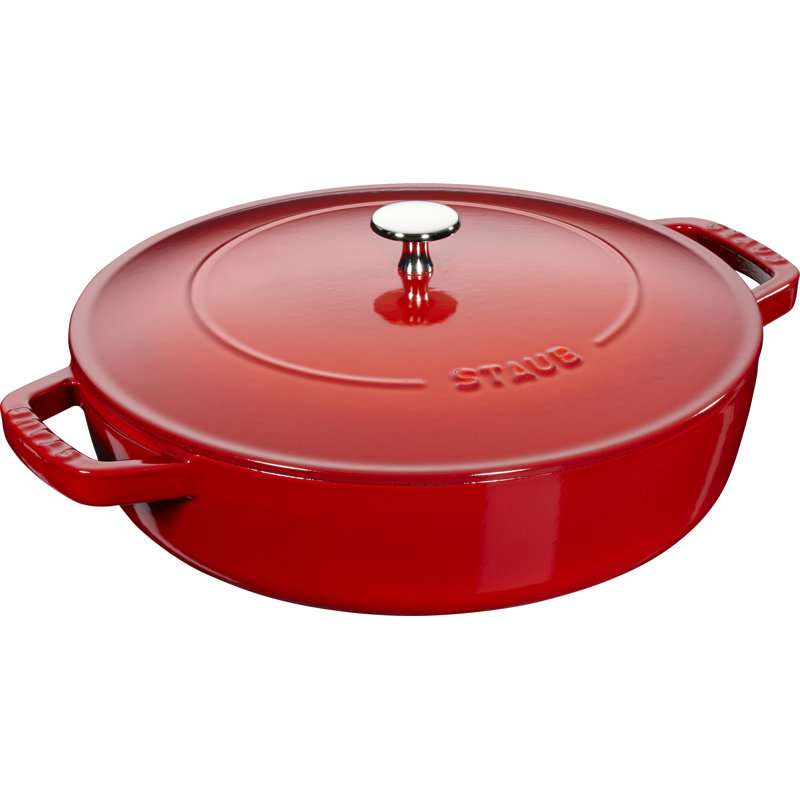 STAUB Cast Iron Round Casserole Dish, Cherry, 28cm