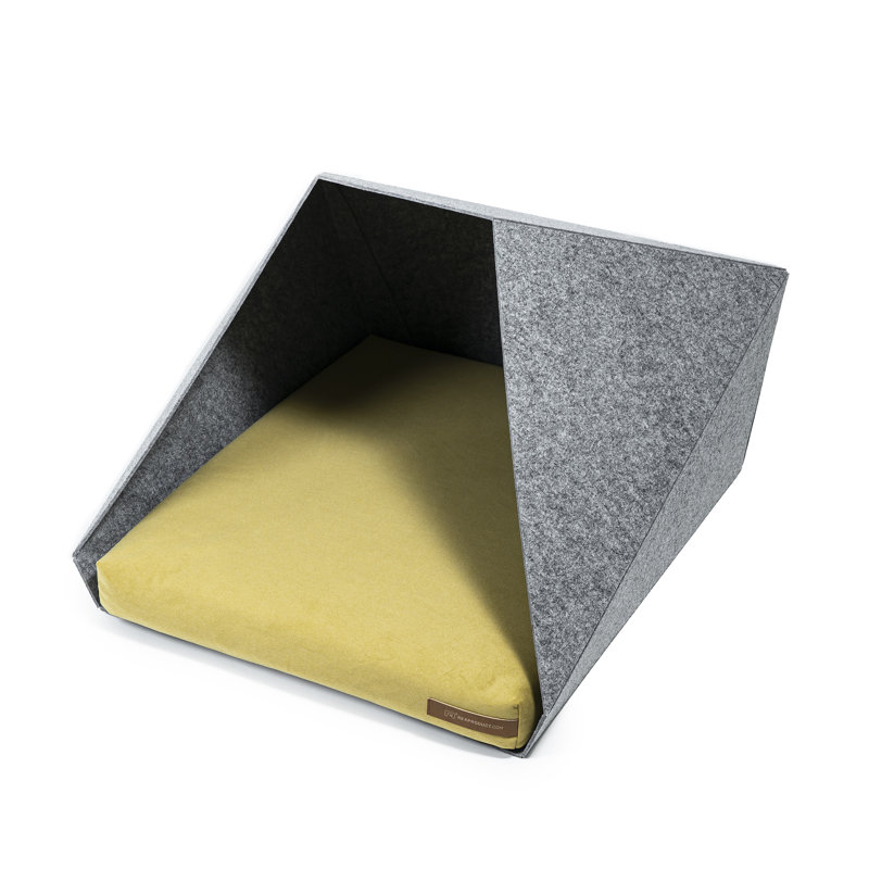 Polyester Pet Bed, Light Grey/Yellow