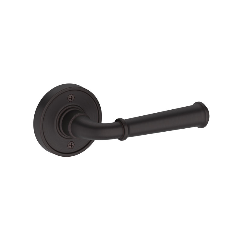 Dunsmoor Passage Lever with Recessed Round Rose in Satin Nickel, Venetian Bronze