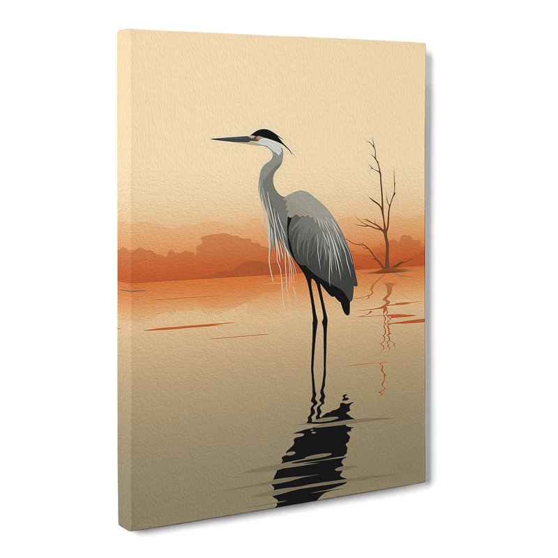 Heron Minimalism - No Frame Print, 60cm H x 40cm W x 3cm D