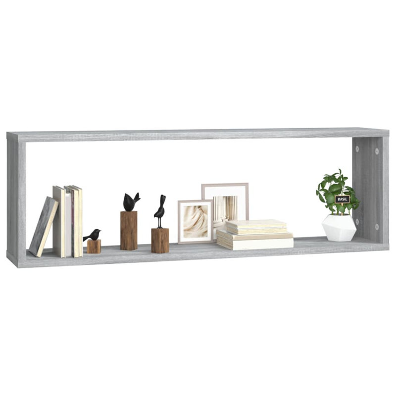 Wall Cube Shelves 2 Pcs Engineered Wood, 10.40" H x 31.50" W x 5.90" D, Gray Sonoma