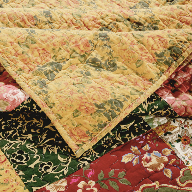 Antique Chic Multicolor Cotton Patchwork Full Bedspread Set