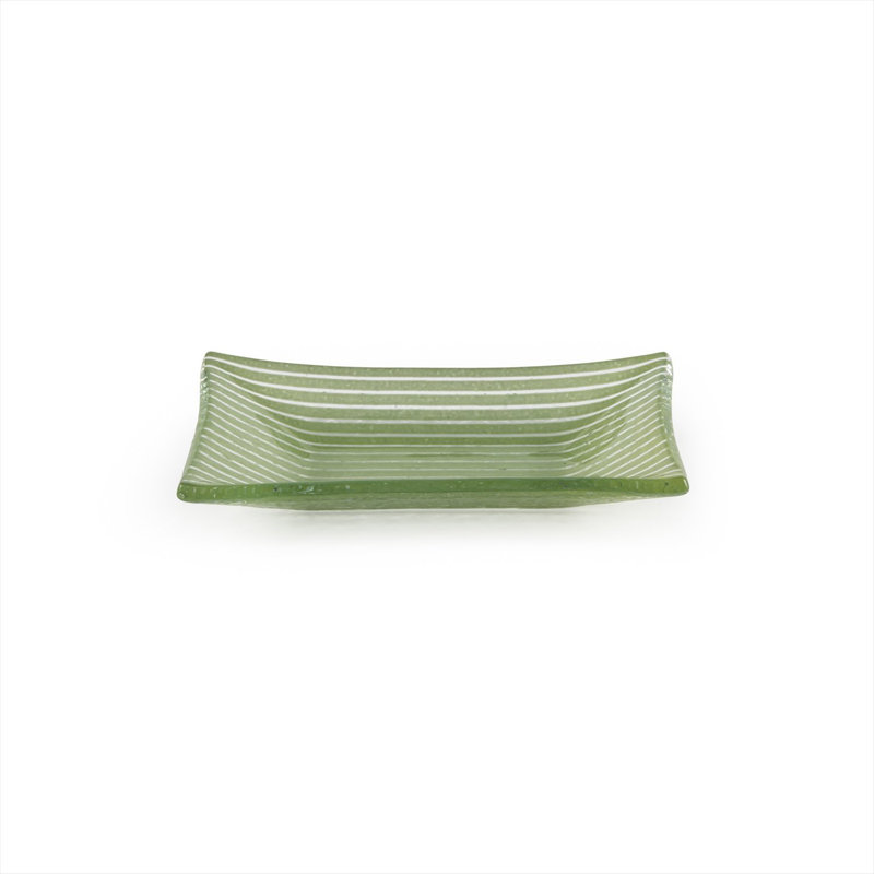 Glass Dinnerware 4.25" x 2.5" x h:0.5" 1 oz. Rectangular  Glass Ramekin (Set of 6), Green