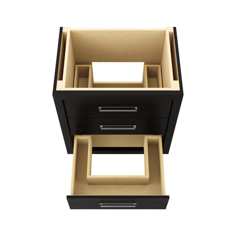 Avalon Three-Drawer Single Bath Vanity, 30", Classic Black, Polished Chrome