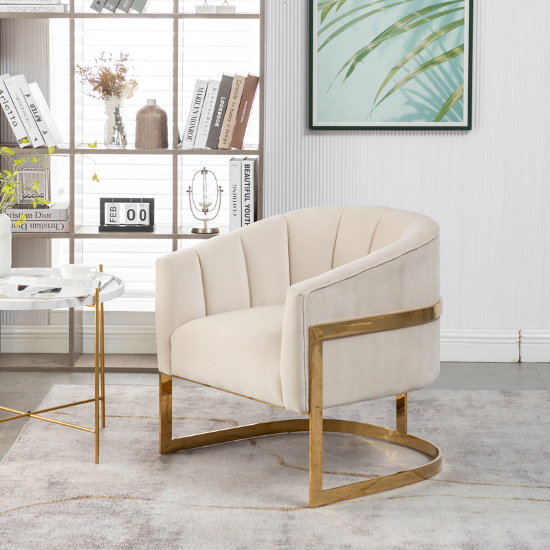 Fauteuil demi-tonneau Tellico, Velours beige