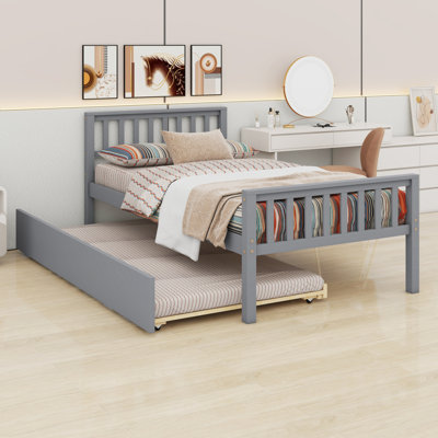 Platform Bed With Trundle, With Headboard And Footboard