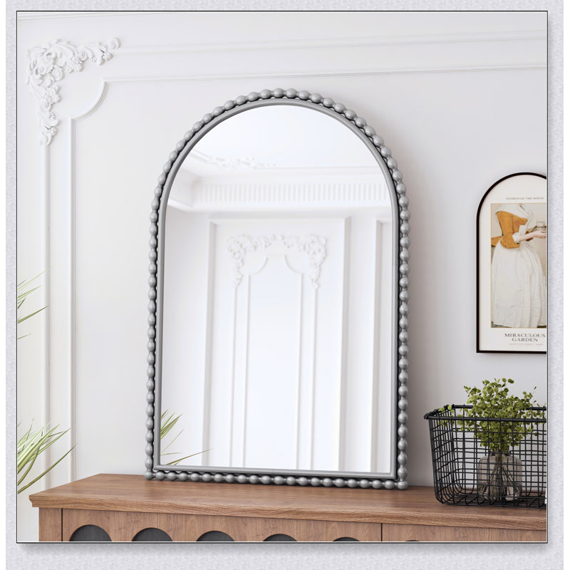 Iron Art Arch Vintage Vanity Mirror, Wall Hanging, Placed On The Table, Suitable For Living Room, Bedroom, Bathroom (Silver)