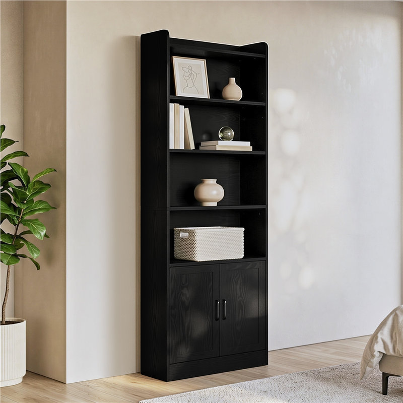 Bibliothèque moderne simple avec tablette supérieure ouverte, Black