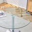 Table de salle à manger circulaire moderne avec plateau en verre trempé