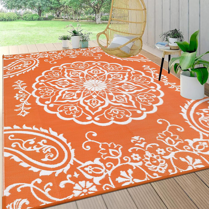 Outdoor Rug, Rectangle 6' x 9', Orange