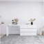 Commode 6 tiroirs à rallonge, sans poignée, meuble-lavabo blanc