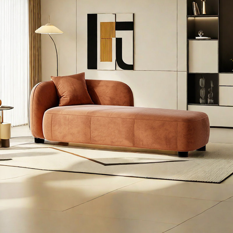 Chaise longue rembourrée Kurtlin, Orange, Accoudoir à gauche (vu de face)