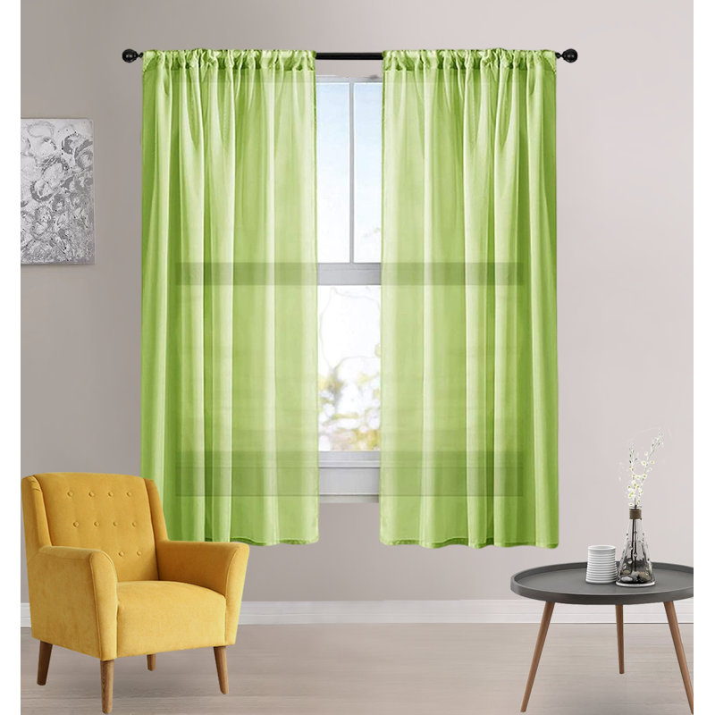 Coriena Polyester Semi Sheer Curtain Pair, White, 54" W x 45" L