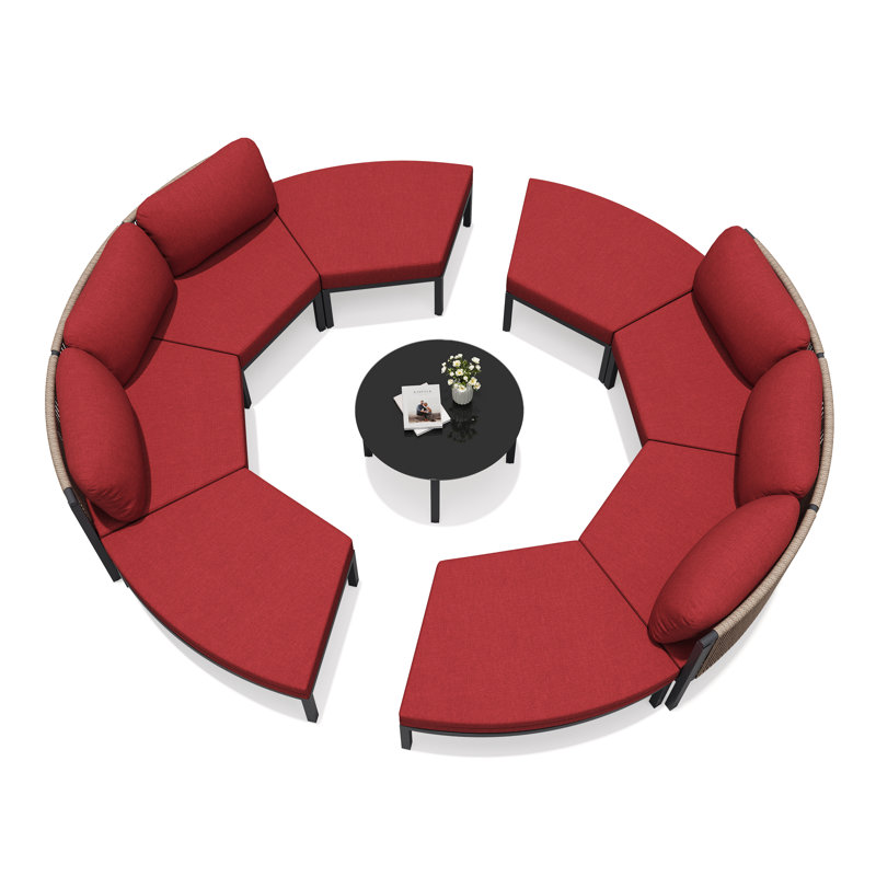 Ensemble de conversation pour terrasse 8 personnes avec table basse, Red
