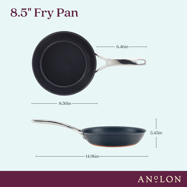 Anolon Nouvelle Copper Luxe Hard-Anodized Nonstick Cookware Set, 3-Piece, Onyx