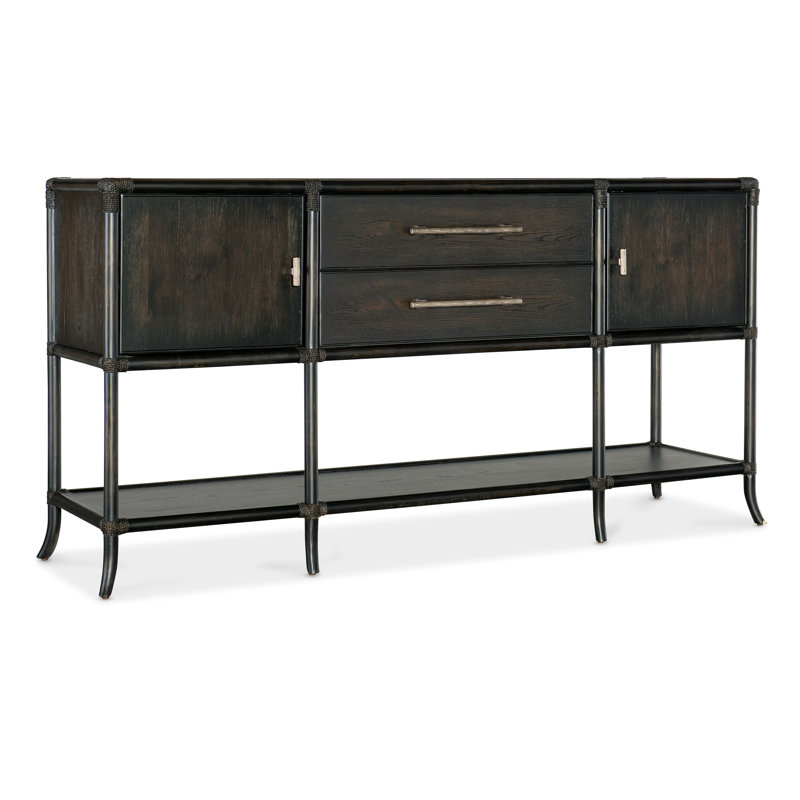 Retreat Pole Rattan Sideboard, Dark Wood/Black Sand