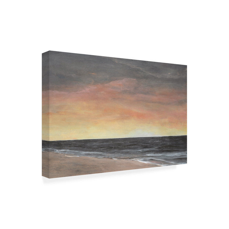 Sunset Beach Horizontal Canvas Wall Art in Wood Frame