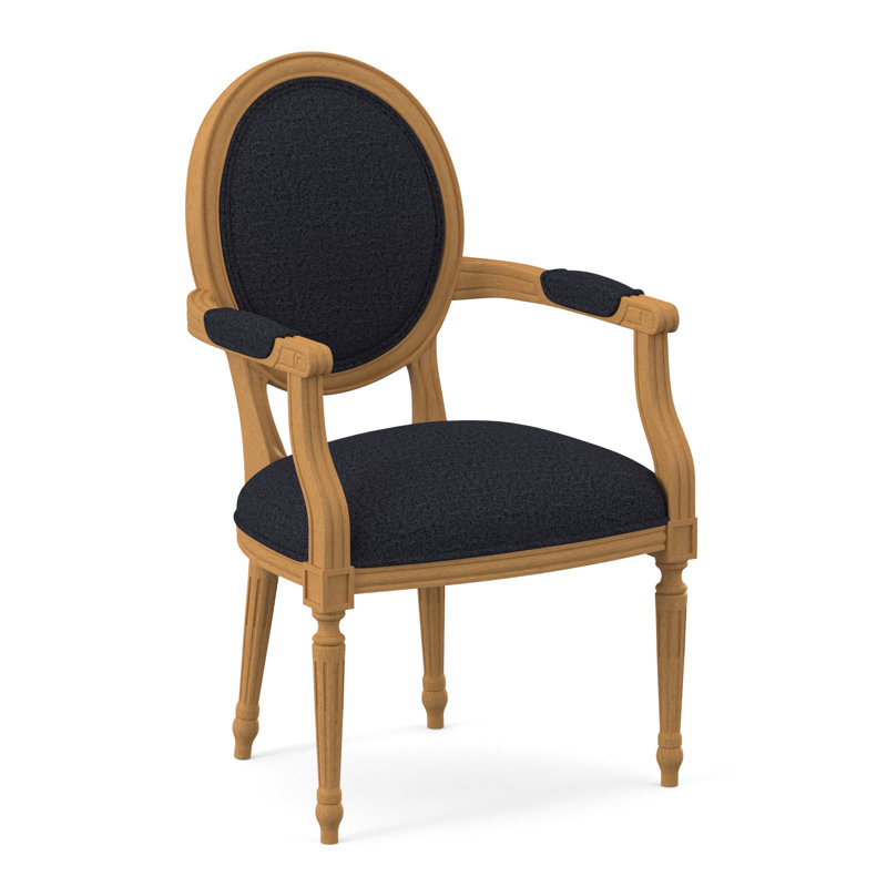 Chaise avec accoudoirs en tissu Dauphin, Ambre, Marine de Venise