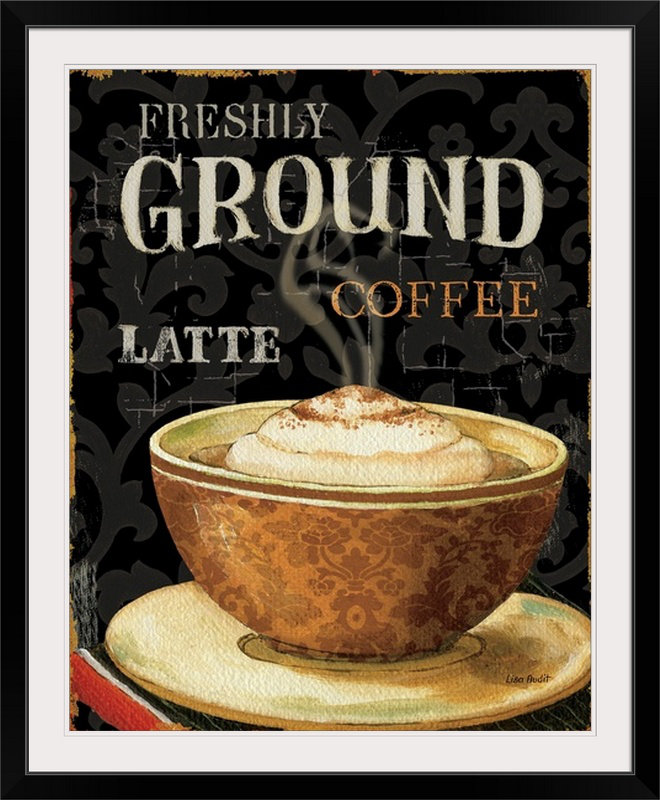 « ii » par lisa audit Today's Coffee, H 23 po x l 20 po x P 1 po, Cadre noir