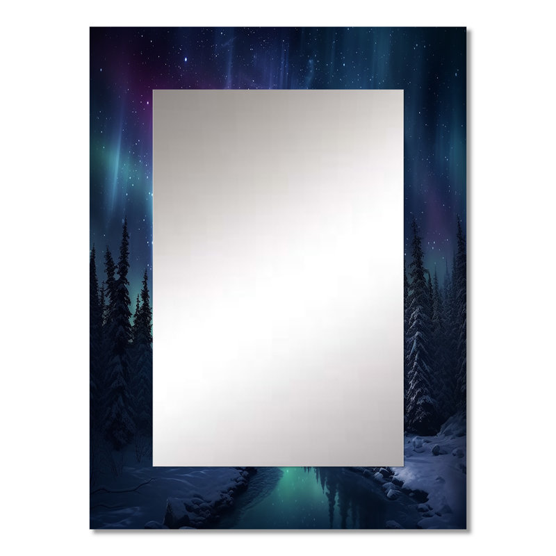Northern Lights III - miroir mural Aurora Borealis, miroir décoratif traditionnel, impression d'art en métal, 32 po x 24 po