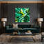 Aquarelle abstraite 43, art mural sur toile verte
