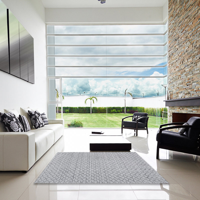 Tapis gris à motif géométrique Broadmoor, Carré 5 pi