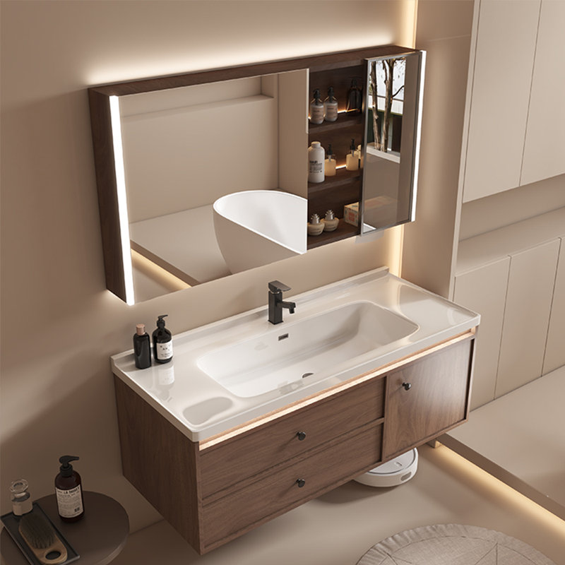 Retro light luxury simple bathroom cabinet