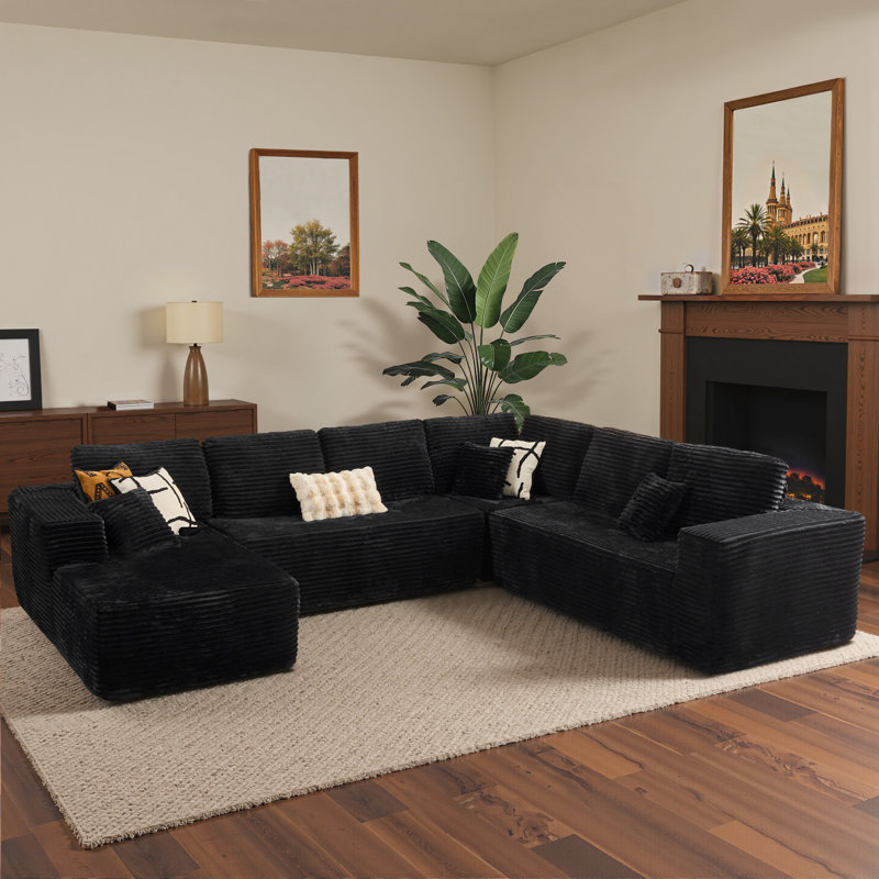 Billie Modern Upholstered Boneless Billie with Pillows - Spacious U - Shaped No Assembly Required for Living Room Comfort Free Combination