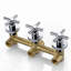 Robinet de baignoire triple à poignée en croix, robinet de baignoire cascade avec douche à main-64611156