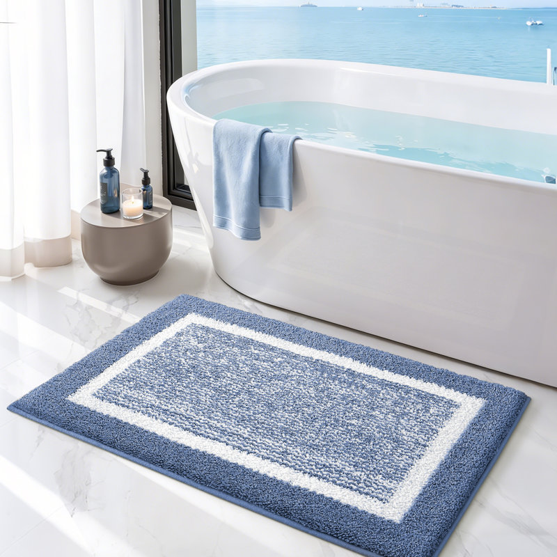 Tapis pour salle de bain Ayleigh, Simple - L 59 po x l 24 po, Bleu pâle