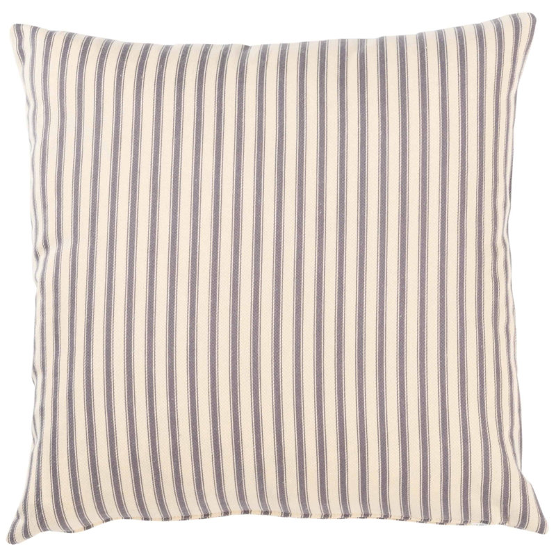 Ivory and Grey Nautical Ticking Cushion, 43x43cm, Feather filled