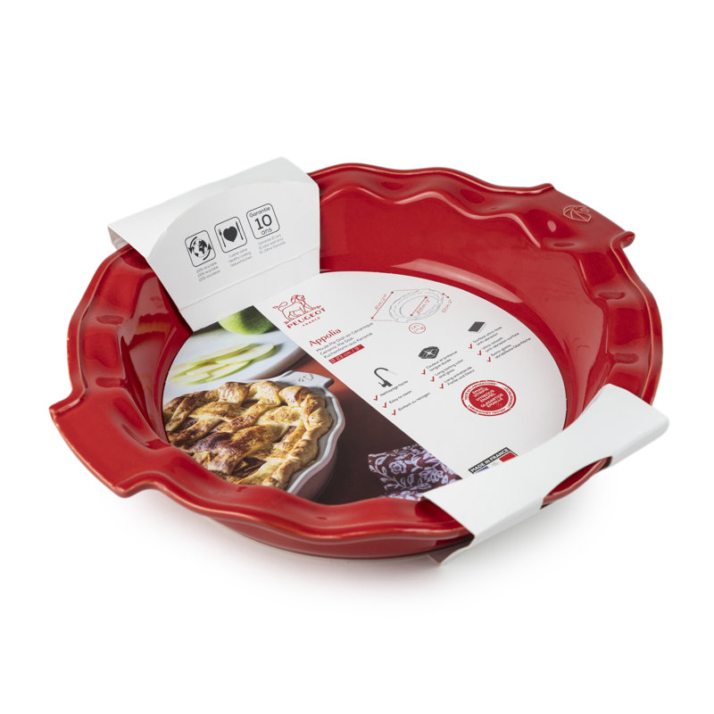 Appolia 12 Inch Ceramic Pie Dish Ecru, Red