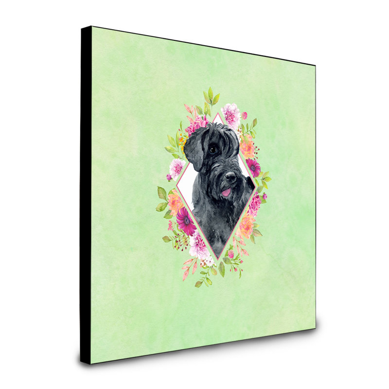 Panneau mural Dollman Flowers, Vert, Schnauzer géant