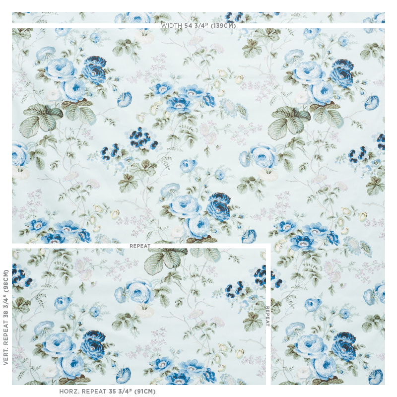 Salisbury Chintz Fabric, Celadon