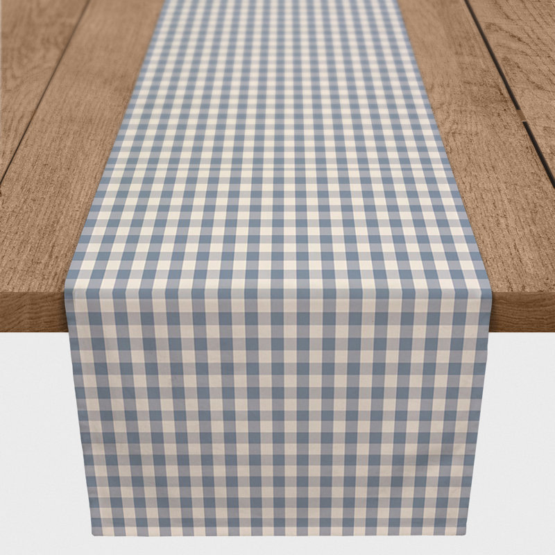 Synn Rectangular Plaid Table Runner, 90" x 16", Blue
