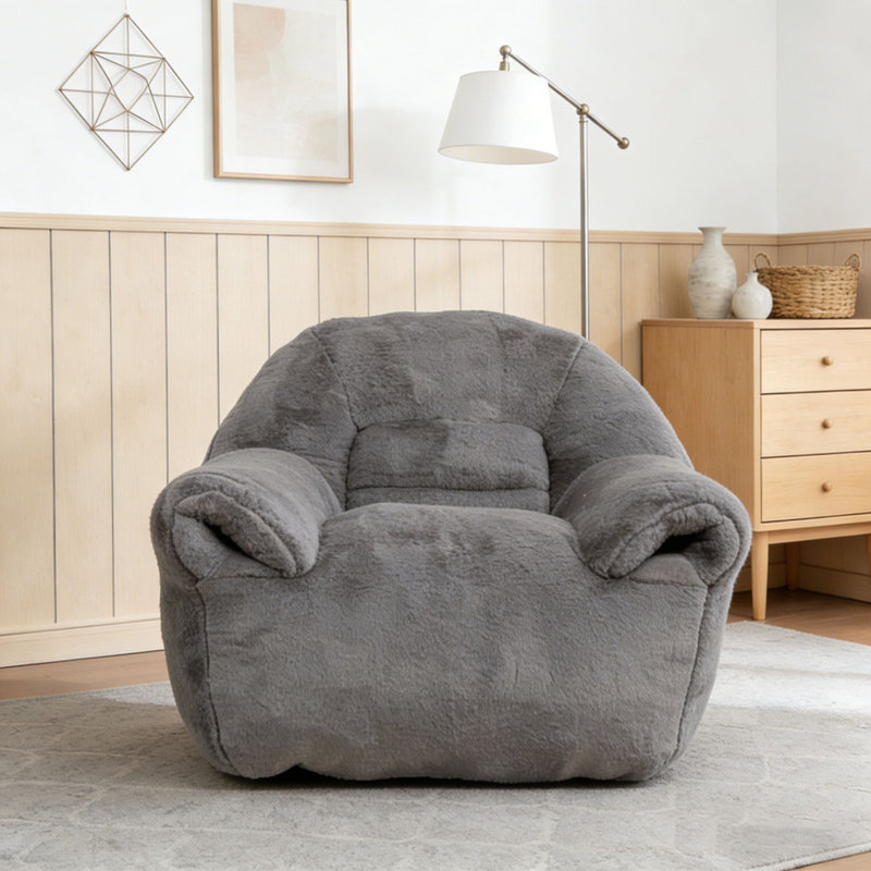Fauteuil à billes en fausse fourrure, Gris foncé