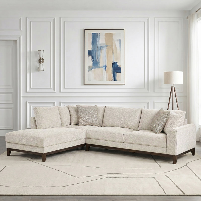 Canapé modulaire 2 pièces en chenille Briony, Left Facing Chaise