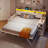 Daybed Twin with Pop Up Trundle, Farmhouse Wooden Day Bed Frame with 3 Storage Drawers and Shelves, Twin Daybed with Charging Station and LED Lights for Bedroom, Guest Room-1124053277-1131305966
