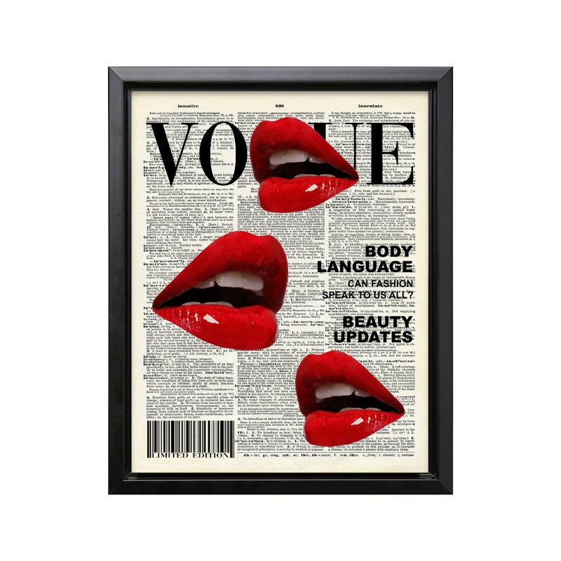 Couverture de magazine de mode No2, 18"H x 24"W, Canvas, Black Framed