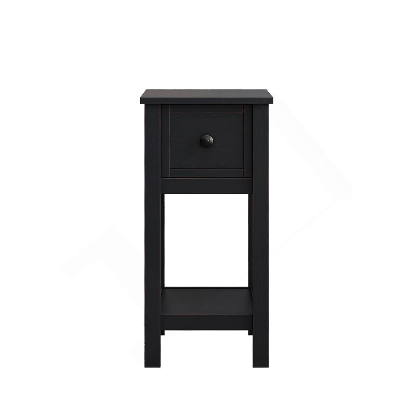 Nightstand With Open Shelf&Drawers