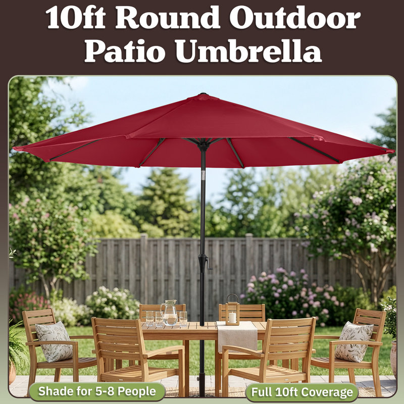 Pure Garden 10FT Outdoor Patio Umbrella, Wine Red