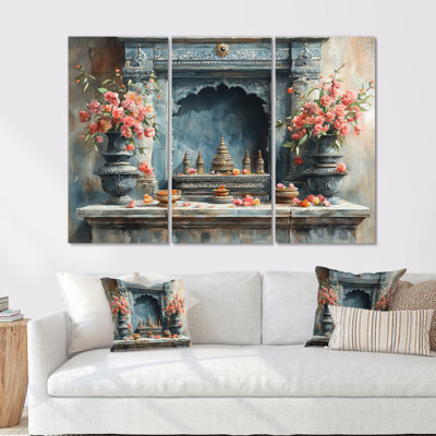 Puja indien moderne rose - ensemble de décoration murale d'art indien